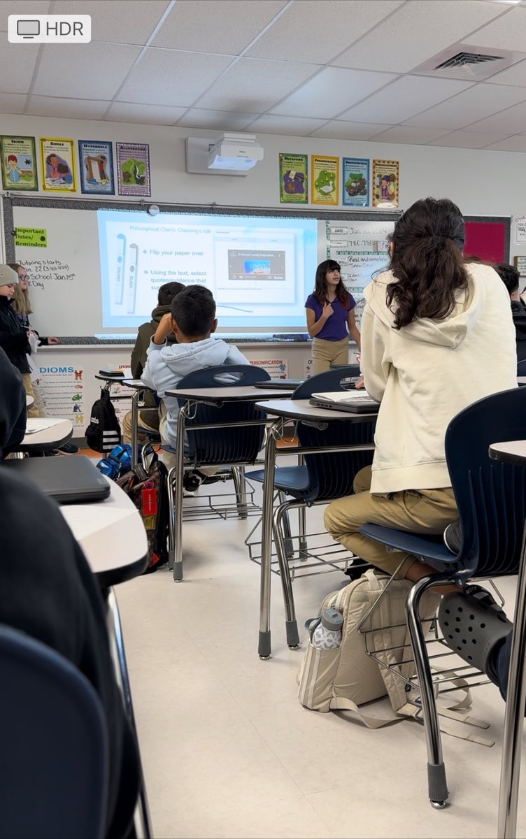 TheRaven_ELMS's tweet photo. 🥁🥁👏🏽🏀 @AVID4College Philosophical Chairs with @BMeneses_ELMS &amp; Ms. Barrozo @readysetcoteach Great conversation &amp; student engagement #AVIDClap 🥁 🥁👏🏽🏀 #LiveTheMission @Eastlake_Middle https://t.co/226K28kZVz