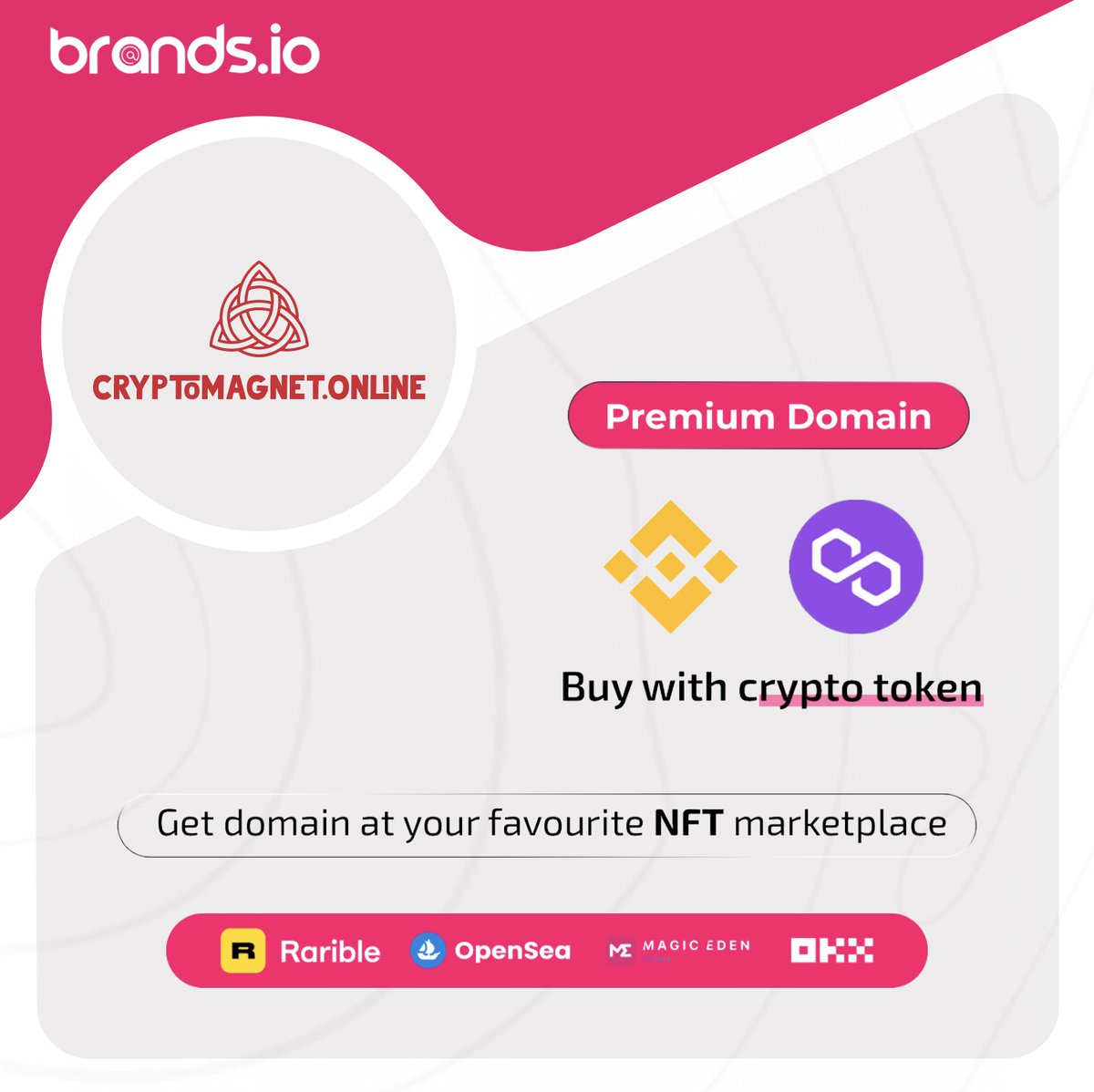 Explore the potential of #CryptoMagnet.Online domain on the #blockchain! <a href="/Braandsio/">braands | Fractional Ownership in Domains</a> is offering you the chance to own this premium domain. Secure your spot in the crypto world and make your mark!
#Blockchain #CryptoDomain #DigitalAssets #nft #CryptoCommunity