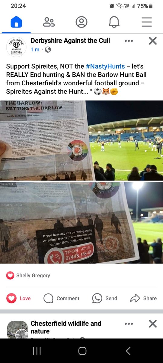 cliveswinsco's tweet photo. @LiamNorcliffe Superb performance by #Spireites last night, but so very important that @ChesterfieldFC do NOT host the #HuntBall by wildlife killing sadists #BarlowFoxHunt 
 I understand this booking is currently being reviewed by the good folk @ #ChesterfieldFC @JohnCroot1 et al 
#BanTheHunt https://t.co/yFY8N5ungn