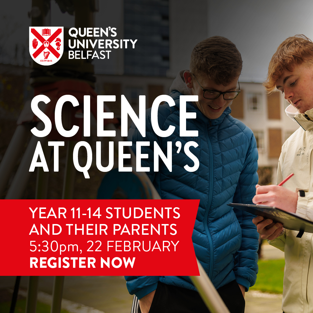 Sian Clifford (@sianclifford17) on Twitter photo Join us for Science at Queen's on 22nd February at Queen's University Belfast to explore the range of science courses offered.
REGISTER HERE: qub.ac.uk/campaign/mhls/…
<a href="/DalriadaSchool/">Dalriada School</a> <a href="/lasallebelfast/">De La Salle College</a> <a href="/DLSDownpatrick/">De La Salle High School - Downpatrick</a>
<a href="/MaguircDean/">Dean Maguirc College</a> Join us for Science at Queen's on 22nd February at Queen's University Belfast to explore the range of science courses offered.
REGISTER HERE: qub.ac.uk/campaign/mhls/…
<a href="/DalriadaSchool/">Dalriada School</a> <a href="/lasallebelfast/">De La Salle College</a> <a href="/DLSDownpatrick/">De La Salle High School - Downpatrick</a>
<a href="/MaguircDean/">Dean Maguirc College</a>