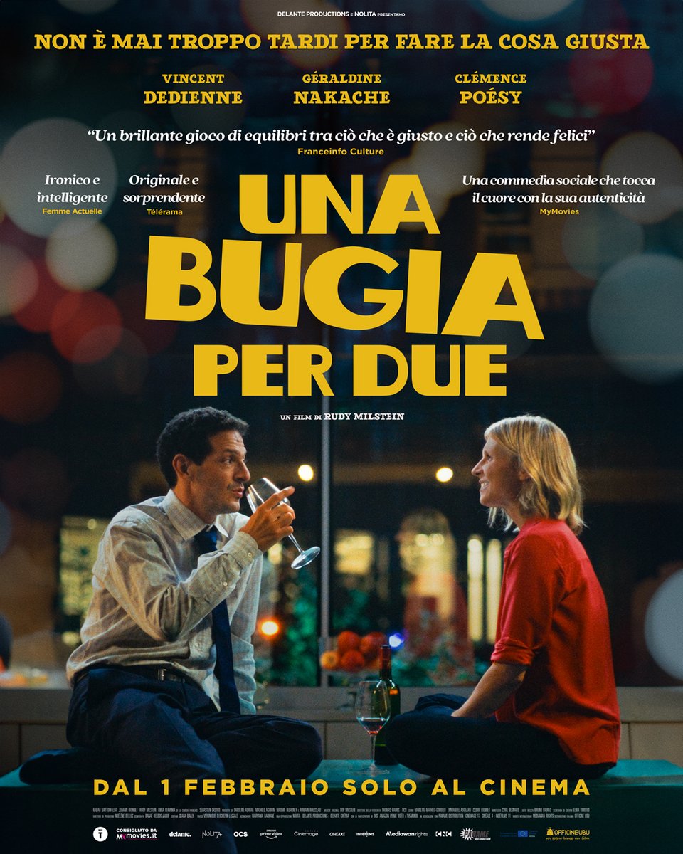 Vincent Dedienne e Clémence Poésy sul poster ufficiale di UNA BUGIA PER DUE di Rudy Milstein. Dal 1° febbraio al cinema!