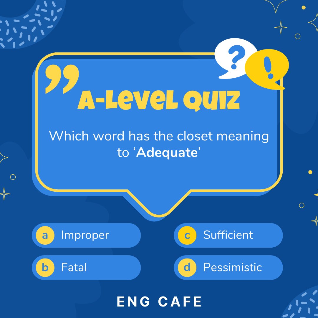 TwitEngCafe's tweet photo. ✅ ฝึกวันละข้อ แนวคำศัพท์ใน A-Level
แล้วลองคอมเมนท์ คำตอบกันมานะคร้าบบ
.
.
#EngCafe #ครูพี่สอ #กวดวิชาเพชรบุรี #ติวเพชรบุรี #ติวภาษาอังกฤษ #ติวคณิต #ติววิทย์ #สอบเข้า #เตรียมสอบเข้า #Phetchaburi #TCAS #TGAT #ALevel #Dek66 #Dek67 #Dek68 #ติวฟรี https://t.co/PFfRSoluNx