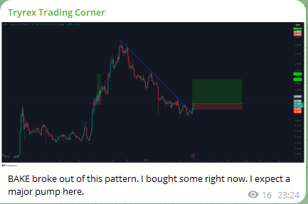 Tryrexcrypto's tweet photo. This trade on $BAKE was shared on my Telegram channel.
Together, we make nice profits 🤝🤝
#Bakerytoken #BAKE #BAKEUSDT https://t.co/3JV4o4vvhg