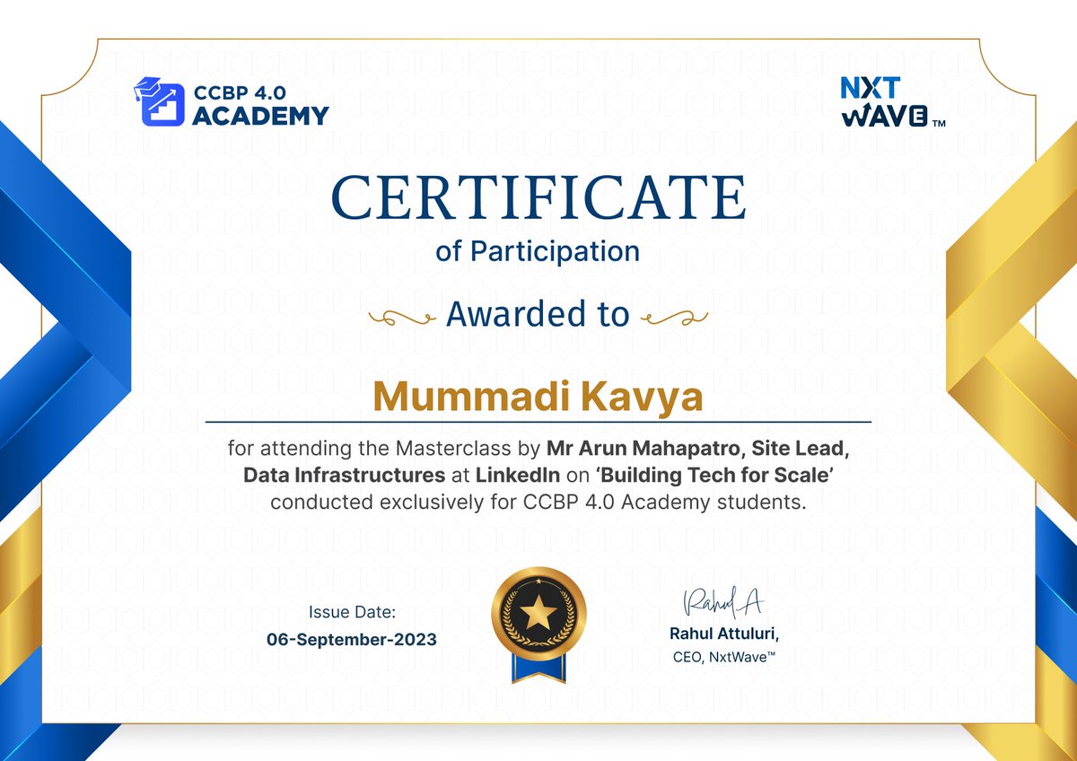 mummadi_kavya's tweet photo. Hello Everyone,
๐ฃ Exciting News! ๐
I am thrilled to share with you that I have received a certification for attending a podcast by Listening Podcast! ๐โจ
#certification #nxtwave #ccbp #ccbpian #nxtwaveteam #linkedin #rahulattuluri @rahulattuluri @sashankreddy07 @nxtwave_tech https://t.co/uCzk0qNLvj