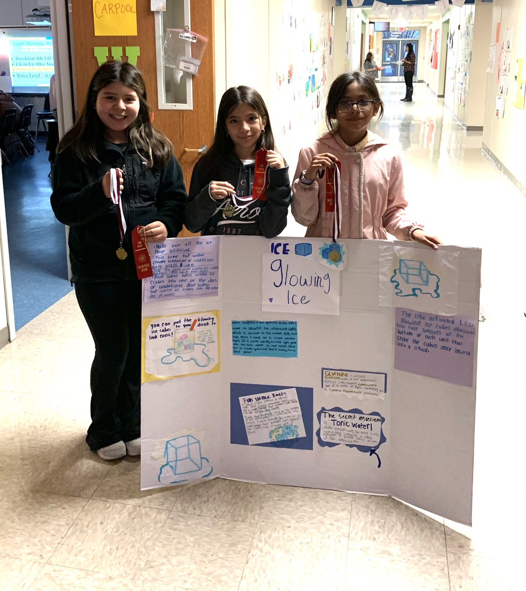 My 5th grade Bilingual students, Kimberly, Crystal, and Yaretzi, placed Second in the Navarro Elementary School Science Fair! Proud Teacher Moment!! 
#Navproud 
#ExpeditionExceLLence 
#bilingual