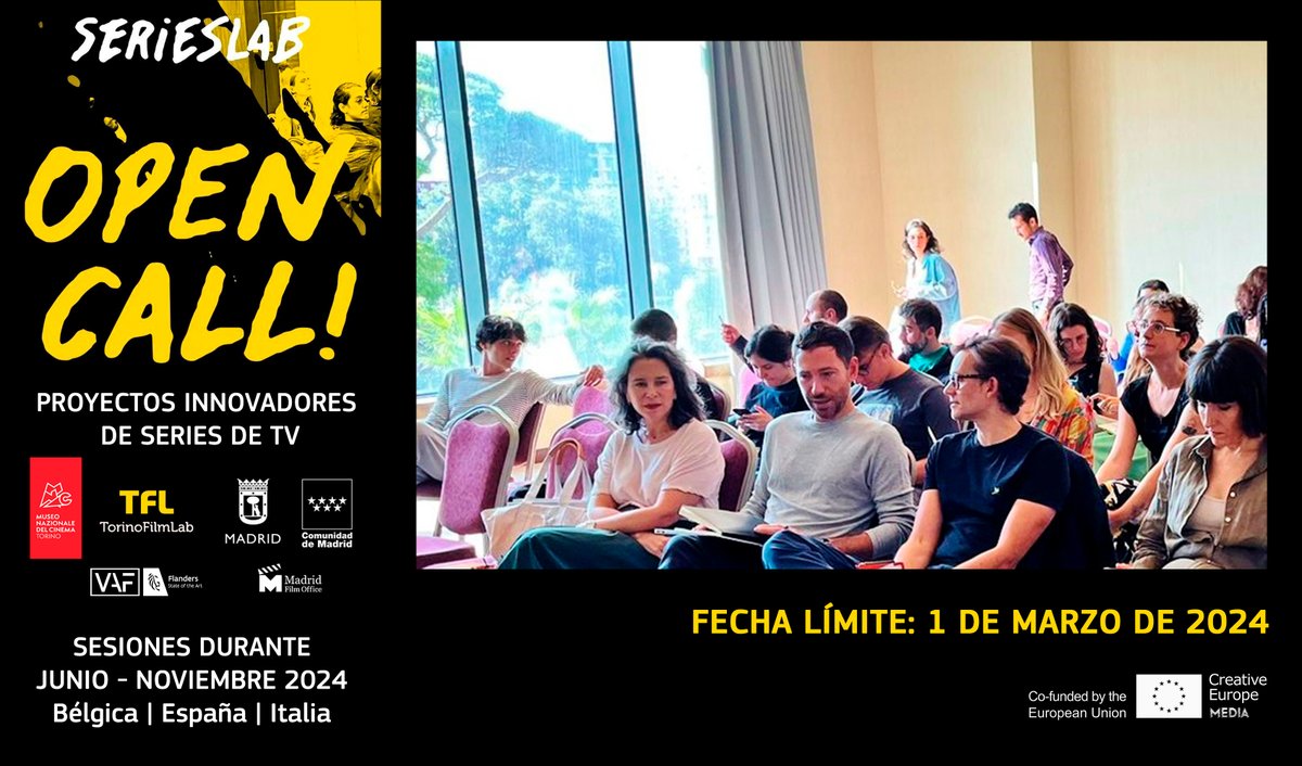 OficinaMEDIAEs's tweet photo. TorinoFilmLab: Abierta la convocatoria de #SeriesLab 2024.
Destinado a proyectos de #series de #ficción en una fase temprana de desarrollo. Abierto a #guionistas y guionistas-directores profesionales.
Fecha límite: 1 de marzo de 2024.
https://t.co/jE7tgDHFfD
@TorinoFilmLab https://t.co/dirvYOGTnd