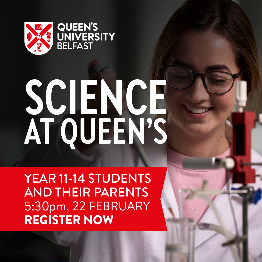 Sian Clifford (@sianclifford17) on Twitter photo Join us for Science at Queen's on 22nd February at Queen's University Belfast to explore the range of science courses offered.
REGISTER HERE: qub.ac.uk/campaign/mhls/…
<a href="/assumptionlive/">Assumption Grammar</a> <a href="/BallycastleHigh/">Ballycastle High</a>
<a href="/ballymenaacadem/">Ballymena Academy</a> Join us for Science at Queen's on 22nd February at Queen's University Belfast to explore the range of science courses offered.
REGISTER HERE: qub.ac.uk/campaign/mhls/…
<a href="/assumptionlive/">Assumption Grammar</a> <a href="/BallycastleHigh/">Ballycastle High</a>
<a href="/ballymenaacadem/">Ballymena Academy</a>