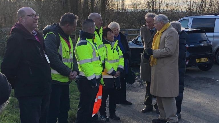 GlosCC's tweet photo. Their Royal Highnesses the Duke and Duchess of Gloucester visited Gloucester and Tewkesbury today to meet responders and residents impacted by the recent floods.

Among the representatives were GCC staff and members, @Glosfire staff and contractor @Ringway_UK. https://t.co/aoOavcxkYU