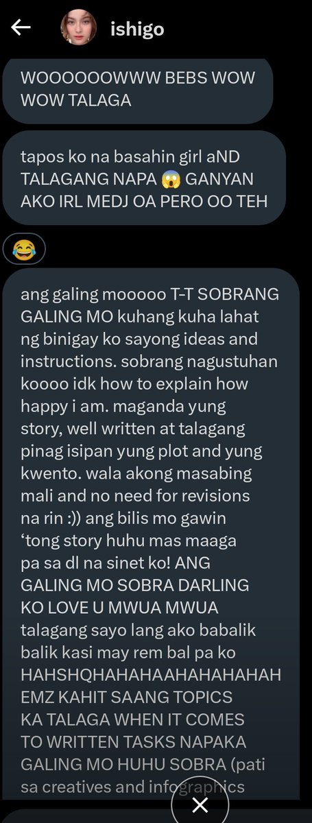 commissioned a short story and here's ishi's reaction !!! HWHAHAHA fave client talaga indeed <333