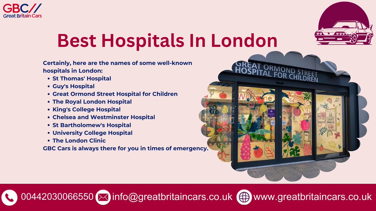 G_BritainCars's tweet photo. Choose Great Britain Cars for a smooth journey. Your satisfaction is our priority.
Visit our page: https://t.co/aHVrSARded
#BestHospitalsInLondon https://t.co/6Mjfk8f7px