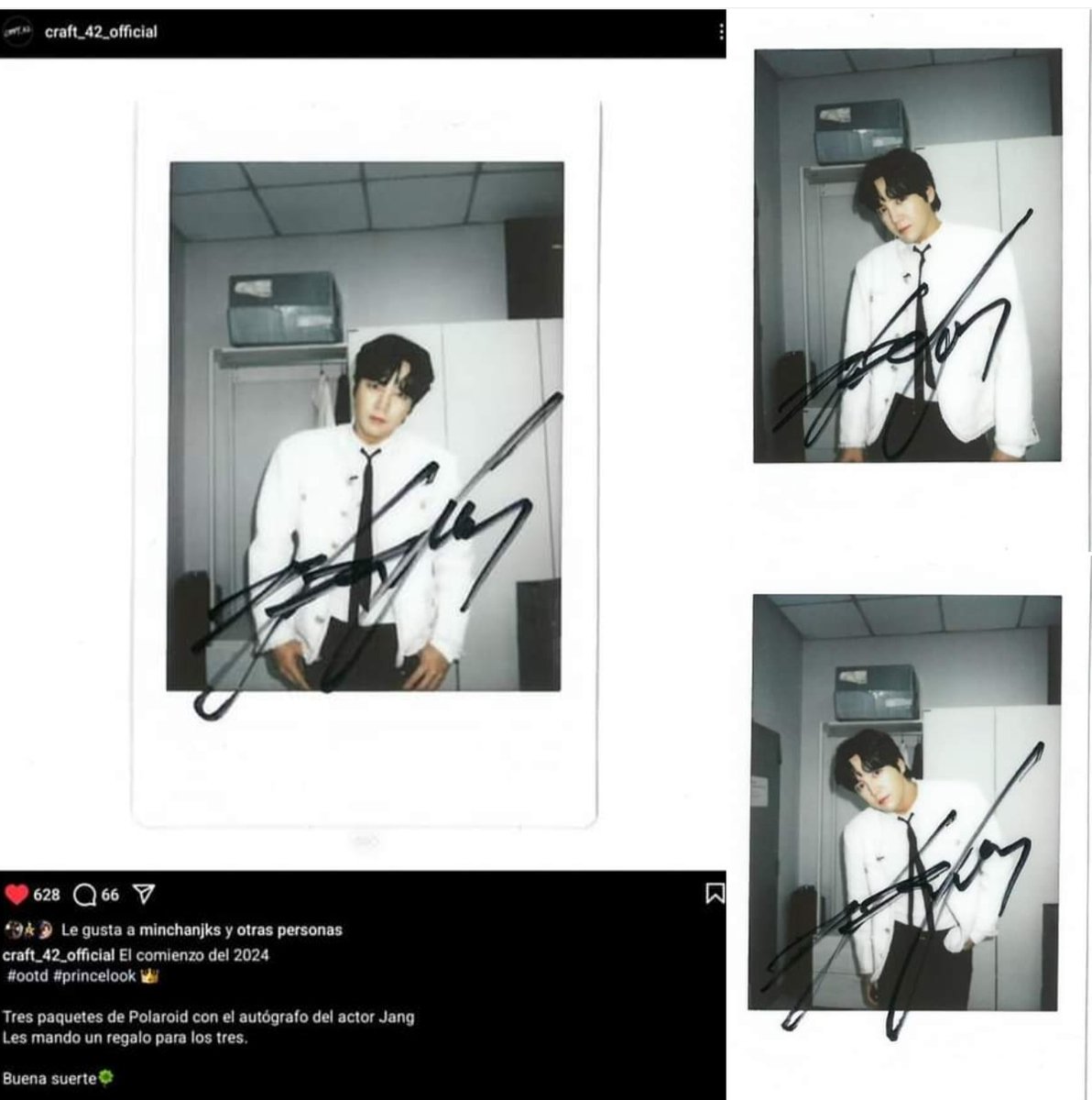 ManoliGarciaMo4's tweet photo. Craft_42 a posteado en IG 11/01/2024
Craft_42_official El comienzo del 2024
#ootd #princelook 👑
Tres fotos de Polaroid con el autógrafo del Actor Jang
Les mando un regalo para las anguilas
Buena suerte 🍀
#Todaslasanguilassomosiguales
@AsiaPrince_JKS @CRAFT_42_ent https://t.co/u6afCVuMYa