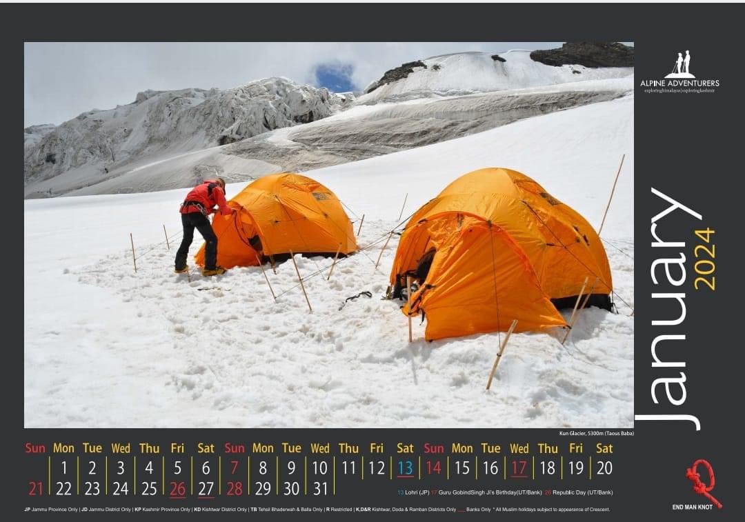 AlpineAdv's tweet photo. January month in our Calendar
Location 📍 kun Glacier (5300m).

*Grab your copy*

Further it's to inform that the calendars will be available (at Rs 200/pc -No Profit No Loss basis) on order by contacting 

Mr Arshid Majid 9697216334
Mr Owais Shamsi 7006962266 https://t.co/v4Buce4Jre