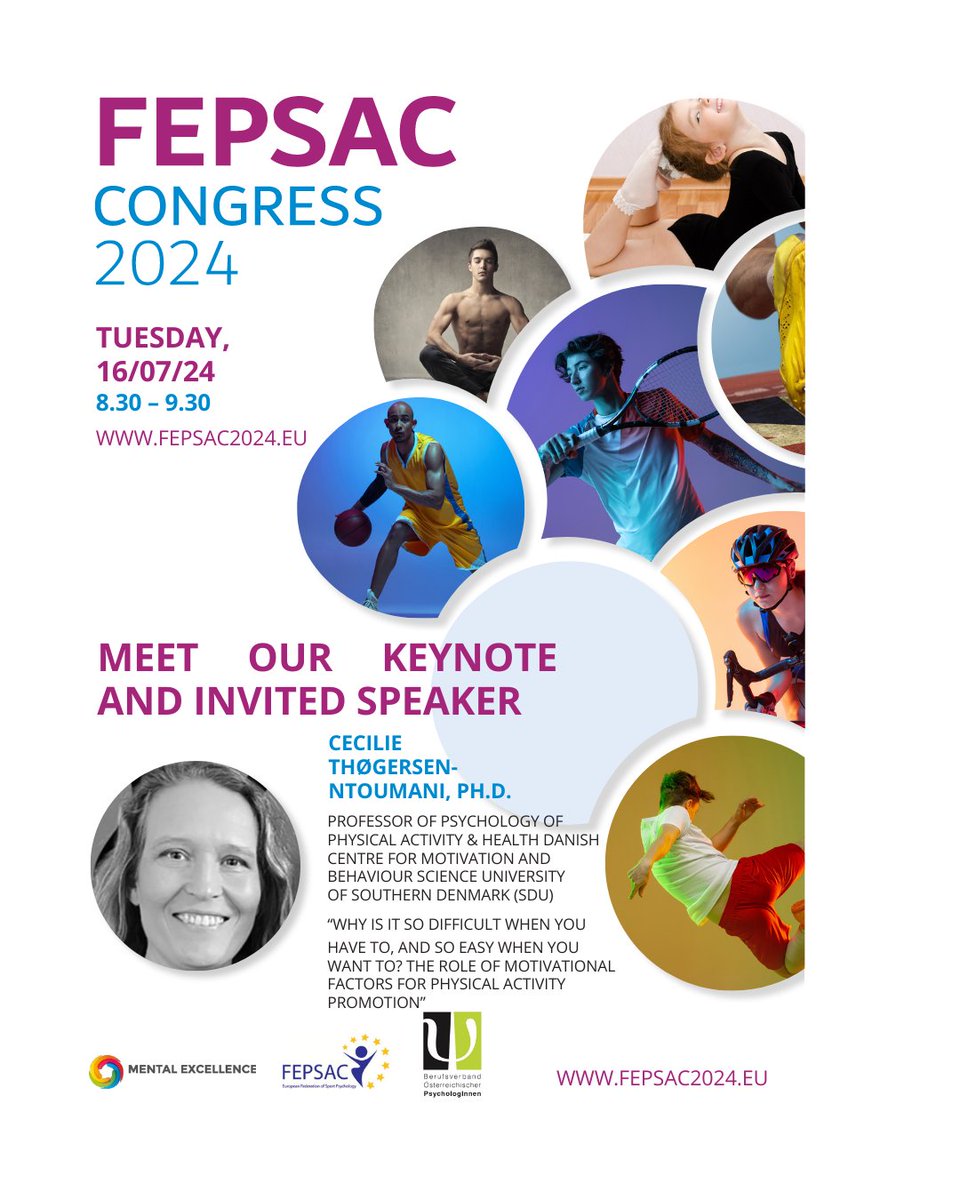 MEET OUR KEYNOTE AND INVITED SPEAKER
WEDNESDAY, 16/07/24
8.30 – 9.30

CECILIE THØGERSEN- NTOUMANI, PH.D.

PROFESSOR OF PSYCHOLOGY OF PHYSICAL ACTIVITY &amp; HEALTH DANISH CENTRE FOR MOTIVATION AND BEHAVIOUR SCIENCE UNIVERSITY OF SOUTHERN DENMARK (SDU)