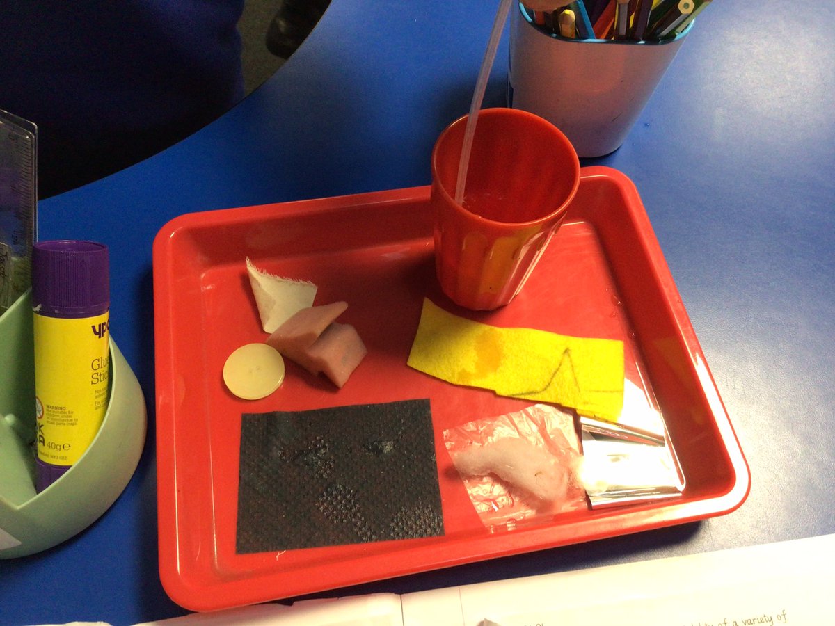 Y2Woodley's tweet photo. In Science we have been testing material to see which ones absorb water and which ones repel water. ASK ME: which material would be the best to make a coat and why? https://t.co/Kxadai9iV3