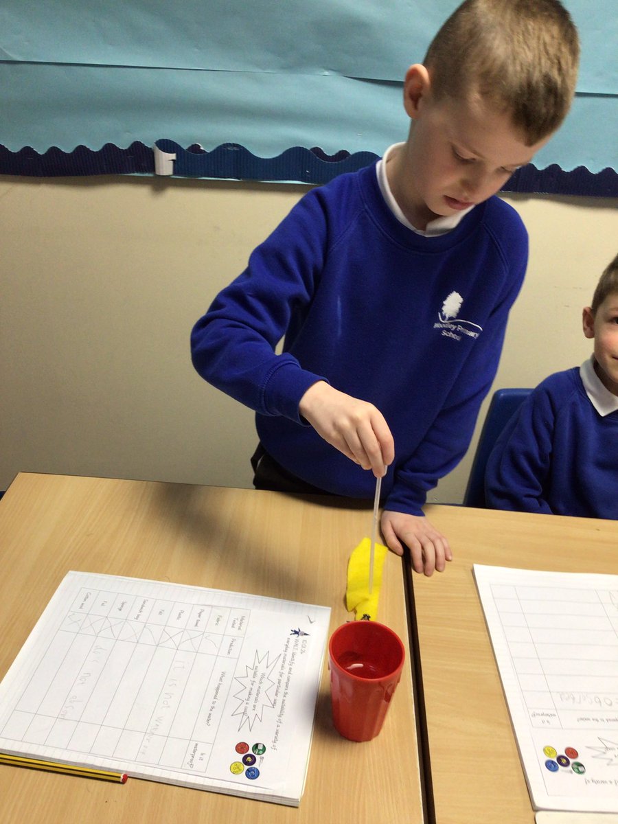 Y2Woodley's tweet photo. In Science we have been testing material to see which ones absorb water and which ones repel water. ASK ME: which material would be the best to make a coat and why? https://t.co/Kxadai9iV3