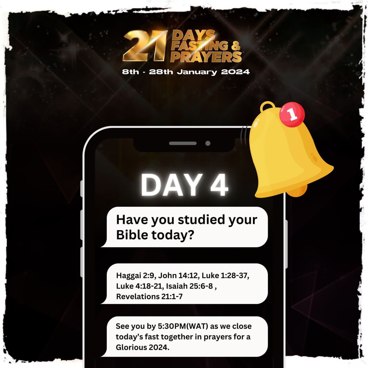 streamsofjoyHQ's tweet image. Hey there!!!!🥰🥰🥰

Child of God, a kind reminder to feed your Spirit-man while you wait on the Lord today.

See you by 5:30pm Nigerian time.

#21daysfastingandprayer
#streamsofjoyInternational