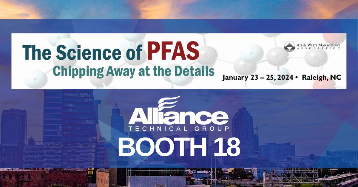 alliance_tg's tweet photo. Alliance is proud to announce our sponsorship and participation in the upcoming A&amp;WMA Science of PFAS Conference in Raleigh, NC. Visit booth 18 to engage with our team and learn about our PFAS expertise. 

We look forward to meeting you there!
More info https://t.co/r9ohkvypQd https://t.co/oYZbf4zkGJ