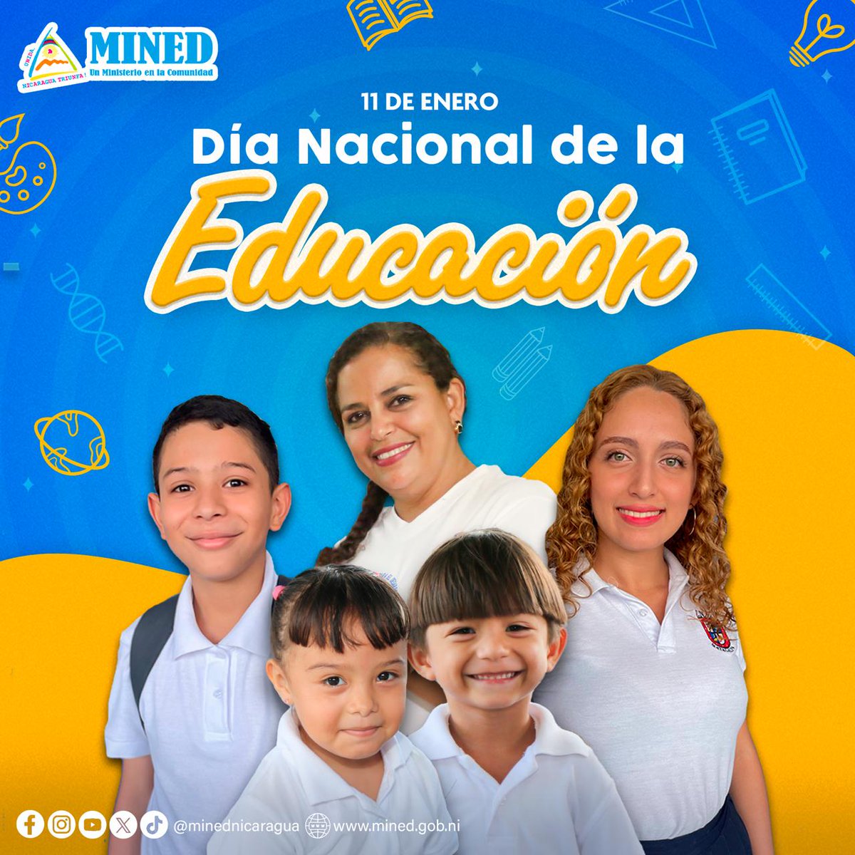 11 de enero | Día Nacional de la Educación

Celebramos 17 años de restitución del derecho a una Educación digna, gratuita y de calidad para todos los nicaragüenses.
<a href="/QuenriM/">QuenriⓂ️</a> <a href="/E1Nacionalista/">EL NACIONALISTA 🇳🇮☭</a> <a href="/ElcompaCamilo/">El Compa Camilo</a>