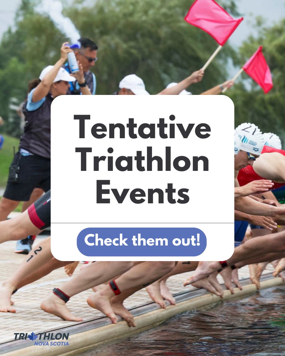 2024 TENTATIVE  Schedule!

Navy Tridents Tri and Dua June 1-2
Baddeck Dua June 22
Porters Lake Tri June 23
Pictou (Melmerby volunteer) July 21
Tri on the Mira July 28 
Port Hood Tri August 12 and KOS August 12
Keji Sept TBD
O’Regan’s Subaru Riverport Duathlon Oct 6