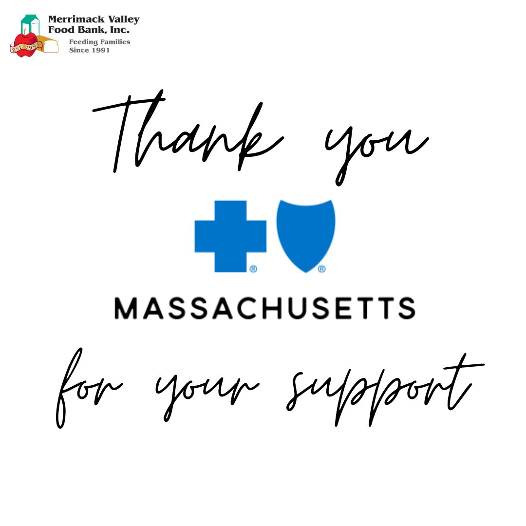 We would like to give a #ThankfulThursday shoutout to Blue Cross Blue Shield of Massachusetts for providing the MVFB with a generous donation to help with our organization's critical efforts to fight hunger in our community.