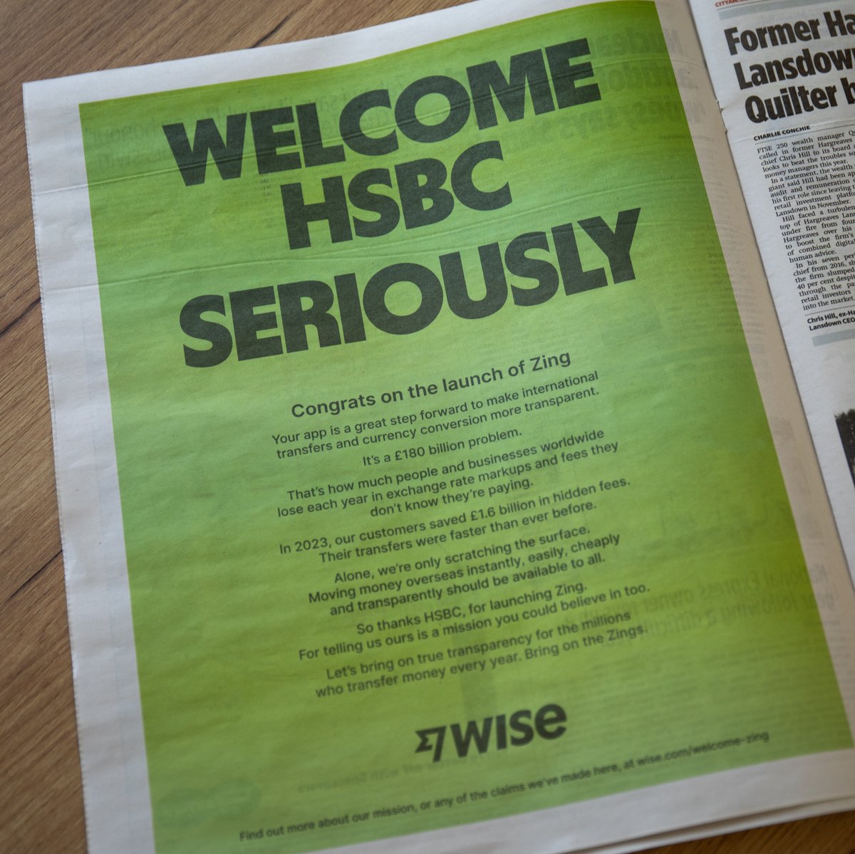 Wise's tweet image. In today's @CityAM