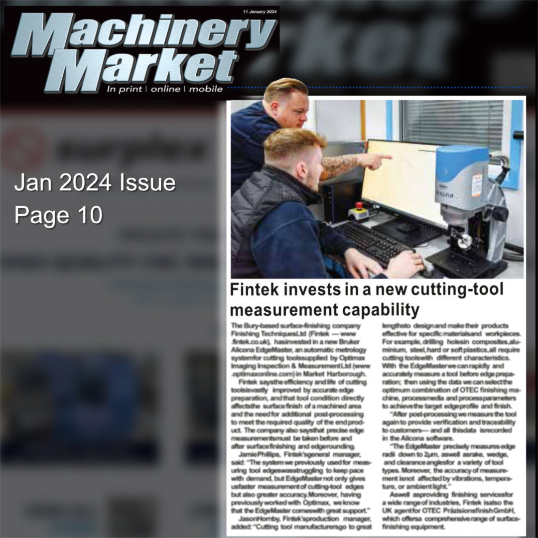 fintek1's tweet photo. Thank you #Machinery Market Magazine for featuring news on the Bruker Alicona EdgeMaster automatic #metrology system for #cuttingtools. Supplied to #Fintek by #Optimax Imaging Inspection &amp; Measurement to enhance edge preparation of cutting tools. Read https://t.co/9ry0NRiBGD https://t.co/86fMGK6ArA