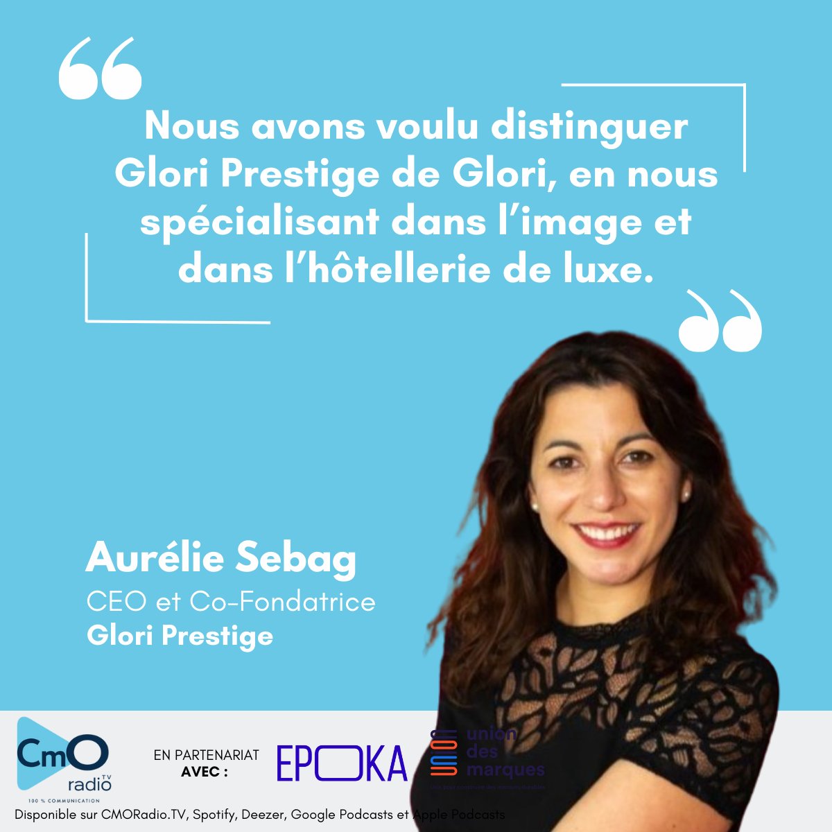 cmoradio_tv's tweet photo. [INTERVIEW] 🎙️ 

🎧Pour écouter : https://t.co/5MsdfHgDAr

@SylLan2023 interviewe Aurélie Sebag, CEO et Co-Fondatrice de Glori Prestige, sur @cmoradio_tv.  

Retrouvez tous nos #podcasts sur https://t.co/4oDf5uopT9…. https://t.co/9o0vcQk7UO