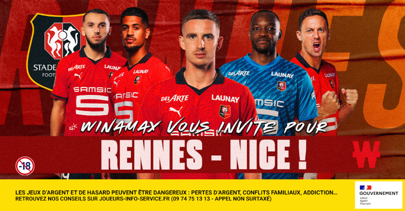 WinamaxSport's tweet photo. ⚽️ Deux lots de 2 places en salon à gagner pour @staderennais - Nice, samedi 13/01 à 21h00 !

🎁 Pour participer : retweetez ce tweet, suivez @WinamaxSport et répondez avec votre pseudo Winamax.

👉 Tirage au sort demain à 10h00 !

📄 Règlement > https://t.co/wPW0ACrUgt https://t.co/KsAruXcnyp