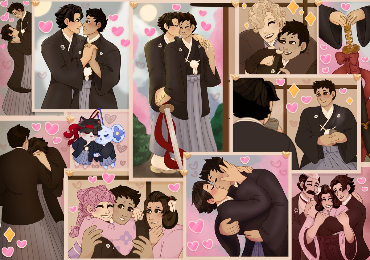 wedding photo collage i drew for <a href="/DesireZine/">Desire: An Asoryuu Marriage Zine - Charity Run!</a>  !  it was such a lovely project to be a part of

[ #tgaa #TheGreatAceAttorney <a href="/tgaa/">Dennis Baca</a> #asoryuu ]