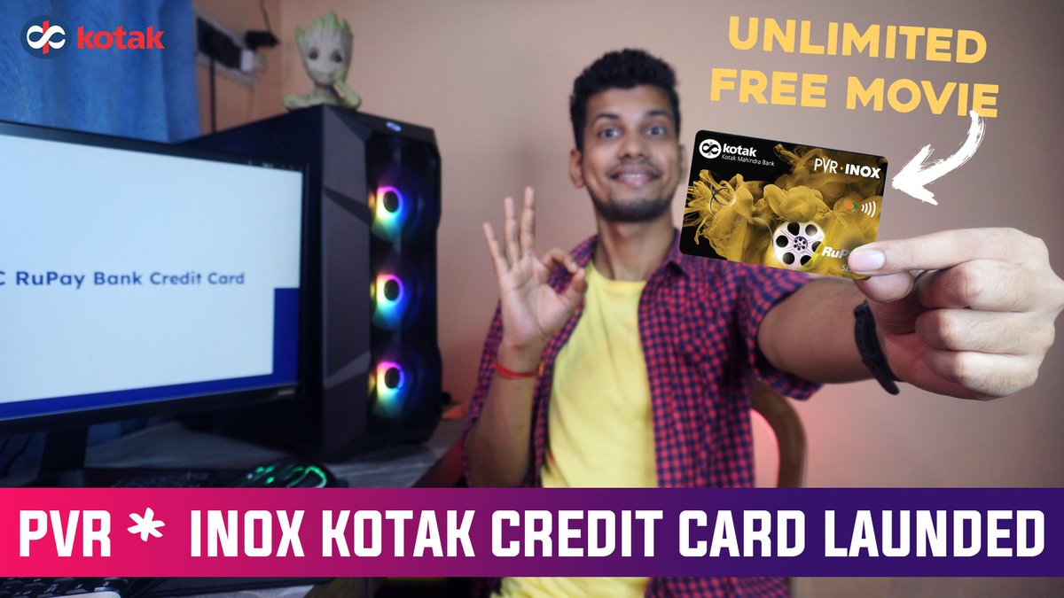 DekhReview's tweet photo. 🎦 New Kotak PVR Inox Credit Card Launched | Unlimited FREE Movie Tickets | @DekhReview
Link : https://t.co/OSlgl0yTil
Like, Share And Subscribe Our Channel ❤️❤️
#Kotak #kotakcreditcard #creditcard #pvrinox #latestoffer https://t.co/QYyku7J7r1