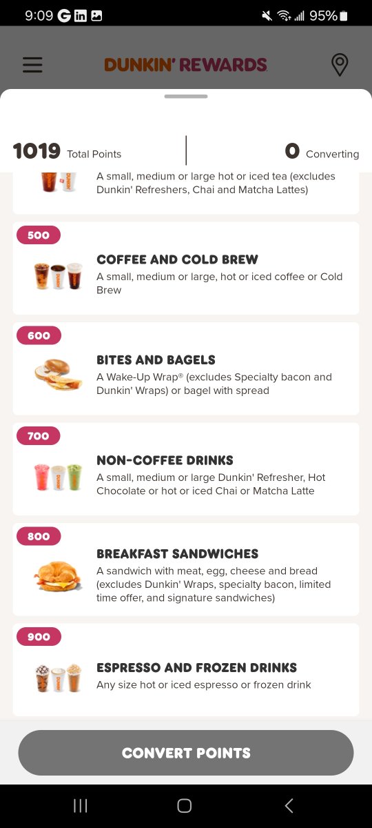 tacosbasic's tweet photo. Wow the new Dunkin' rewards program sucks. You're telling me that $1.20 different between a coffee and a macchiato is worth 400 more Points? Also the macchiato and matcha cost the same but the matcha is 200 points less. This is dumb. #dunkindonuts @dunkindonuts https://t.co/Q8SY7SOlKz
