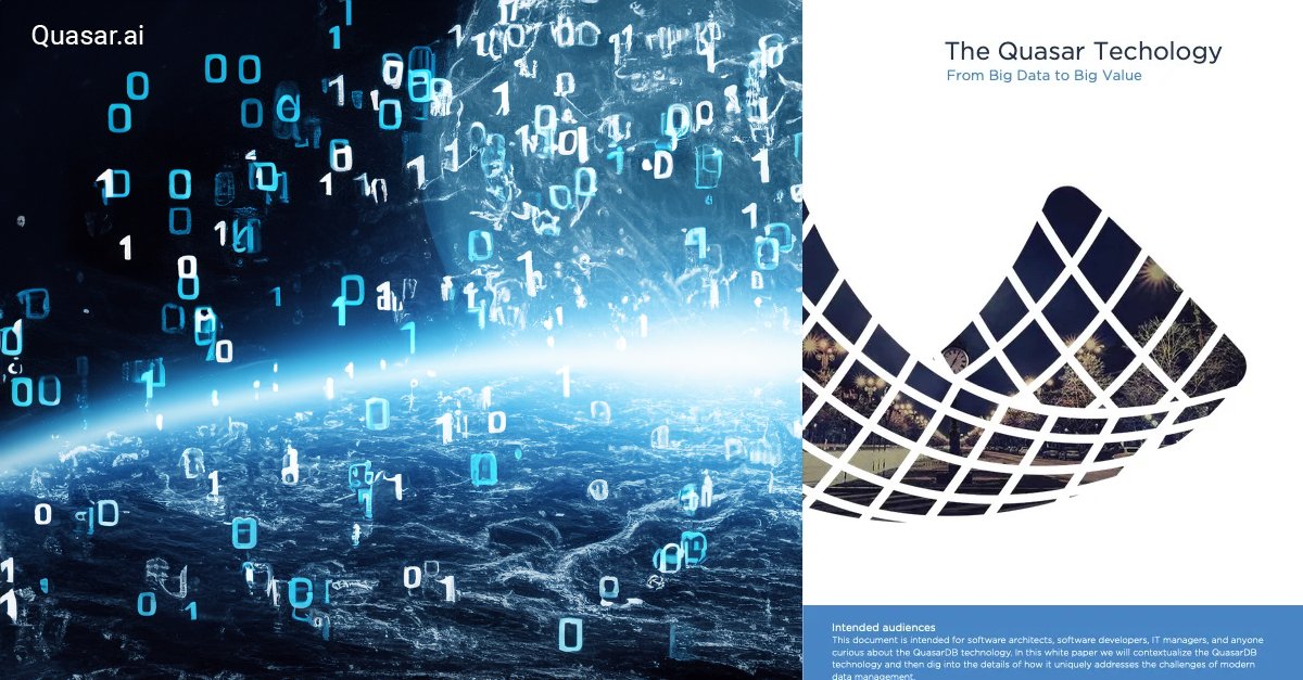 quasardb's tweet image. Managing terabytes daily and effortlessly handling petabytes? Quasar, designed for high-volume data needs, boasts the fastest time series ingestion. Dive into the details in our tech white paper here: quasar.ai/products/#Data… #AI #Timeseriesdatabase #realtimeinsights