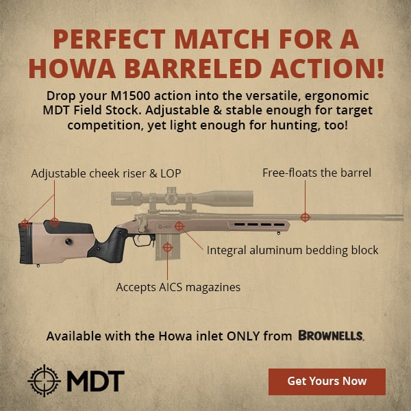 BrownellsInc's tweet image. There's only one place to get the perfect match for your #Howa Barreled Action and #mdttac21 outdid themselves with this versatile chassis that will make you better on the range on more on target when #hunting! Shop now: shorturl.at/azQRS

#brownells #guns #rifle #diy