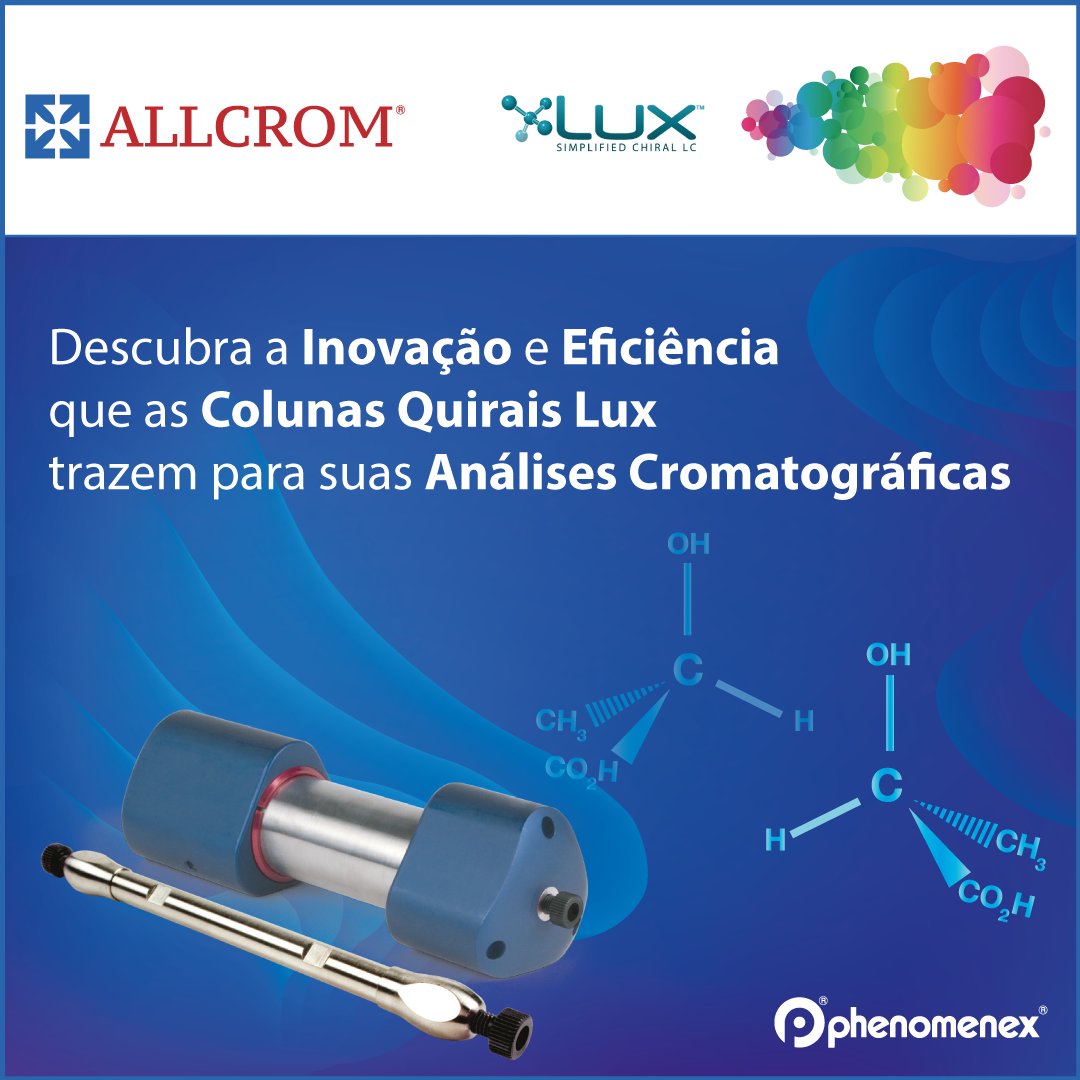 AllcromBrasil's tweet photo. Colunas Quirais Lux para Cromatografia Líquida e SFC

Seletividades Complementares que permitem Rastrear
a Separação Quiral, Fases Estáveis e Resistentes à Solventes Orgânicos Fortes além de Estabilidade.
https://t.co/ka3KBmYC8e

#allcrom #cromatografia #phenomenex https://t.co/okuyzTe1aP