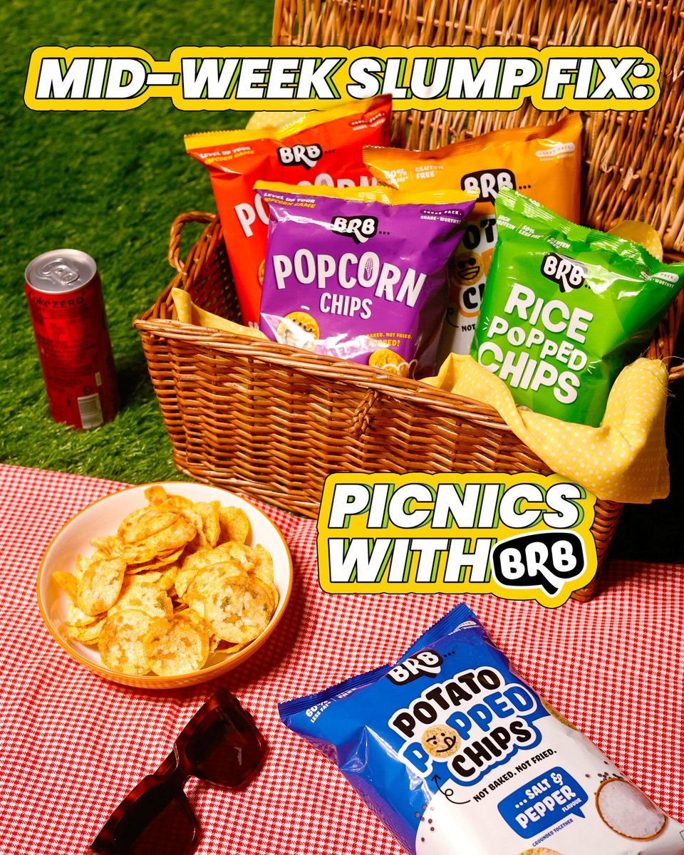 Feel_Like_BRB's tweet photo. BRB is our OG pick-me-up!😌😌😌
Snack in the sun with the perf picnic ‘Popped Chips’!😋
#snacks #winter #brbpoppedchips #healthychips #notbaked #notfried #SayBRB #brb #monthmood #goodvibes #picnic #picnicsnacks #snackhealthy #HealthGoals https://t.co/PTsdKaSpFV