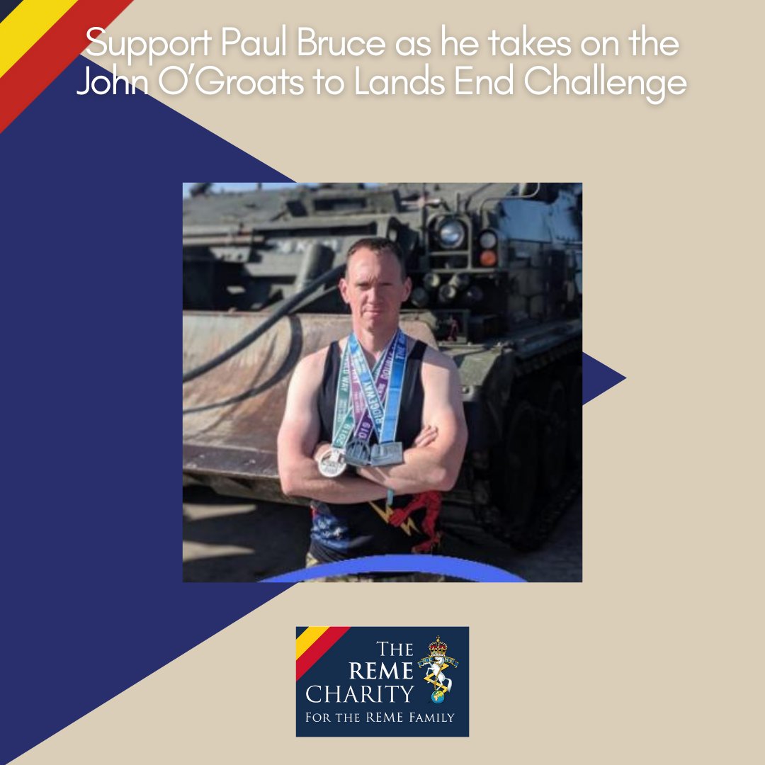 Paul Bruce is taking on the challenge of running from John O'Groats to Land's End in 17 days, to raise money for the REME Charity. If you would like to offer Paul your support, you can donate via his Enthuse page: remeconnect.enthuse.com/pf/paul-bruce #OnceREMEAlwaysREME