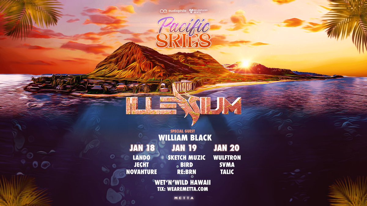 Cannot express how grateful I am to see my name on this lineup and to share a stage with <a href="/ILLENIUM/">ILLENIUM</a> &amp; <a href="/itswilliamblack/">William Black</a> 

Tons of new music to share!!
