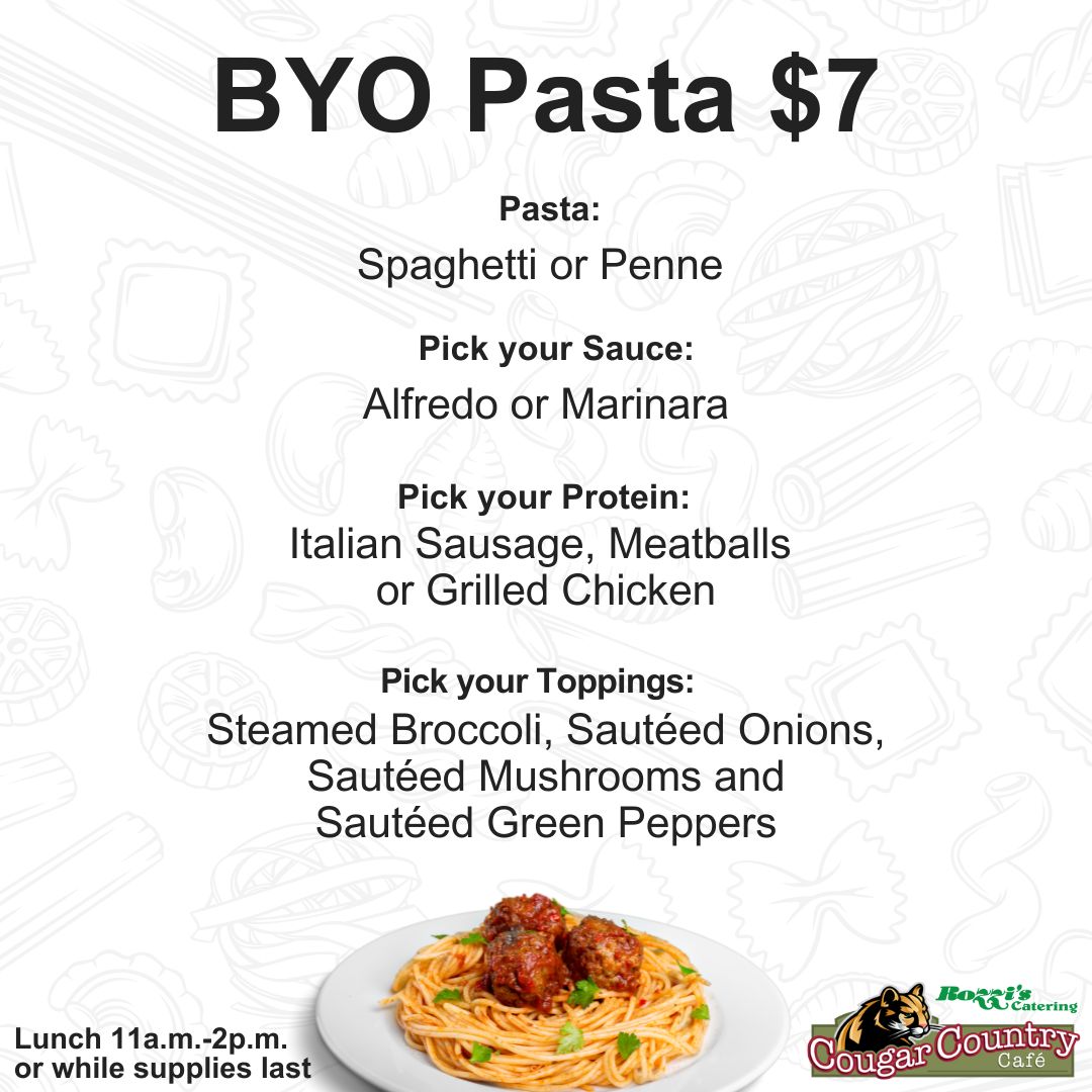 Stop in for build your own pasta today!

Our soup of the day is minestrone $5.99 for a bowl!