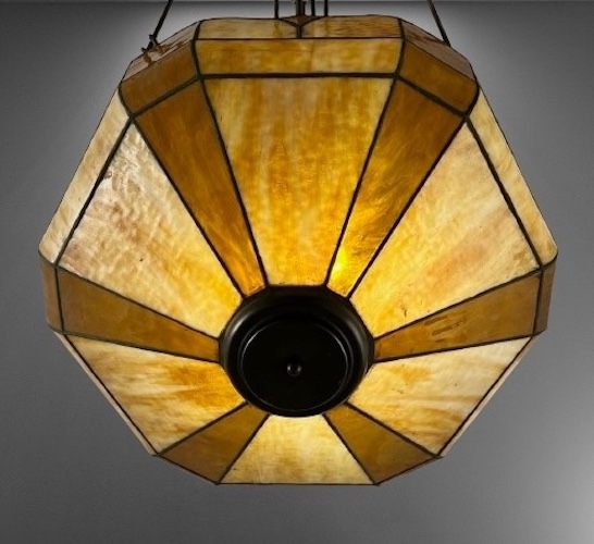 This remarkable Arts and Crafts Amber Slag Glass Inverted Dome is an exquisite antique piece, dating back to 1915-20, showcases a captivating blend of dark and light amber shades in its slag glass shade.More info: genuineantiquelighting.net/pc/JI1/3378d/A…