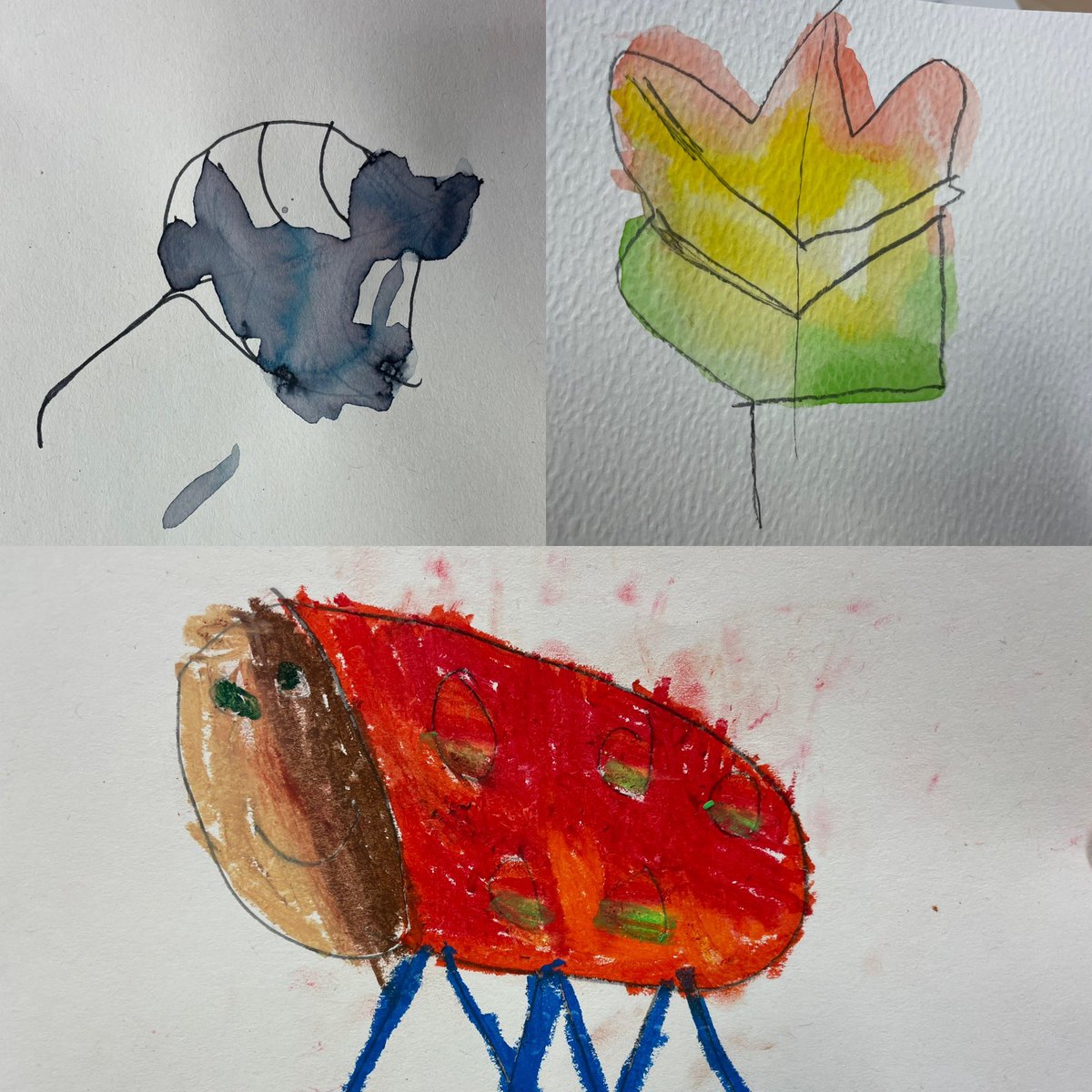 Nature inspired art by children @HHELCNottingham by the bedside on the wards at QMC. Wonderful engagement, pride and empowered children building self confidence and resilience 🥰🤩