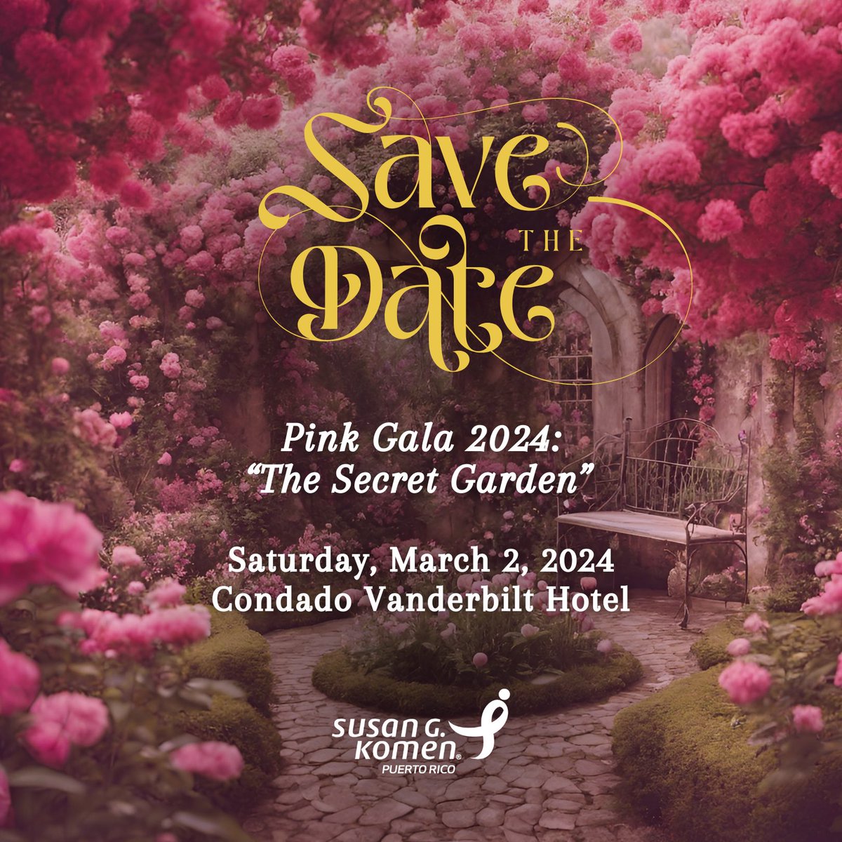 komenpr's tweet image. Separa la fecha de nuestra Pink Gala 2024: "The Secret Garden" 🌸

🗓 Sábado, 2 de marzo de 2024 
⏰ 7:00 p. m.
📍 Condado Vanderbilt Hotel

➡ Para boletos e información sobre las oportunidades de auspicio comunícate al 787-751-9096 o a través de info@komenpr.org.