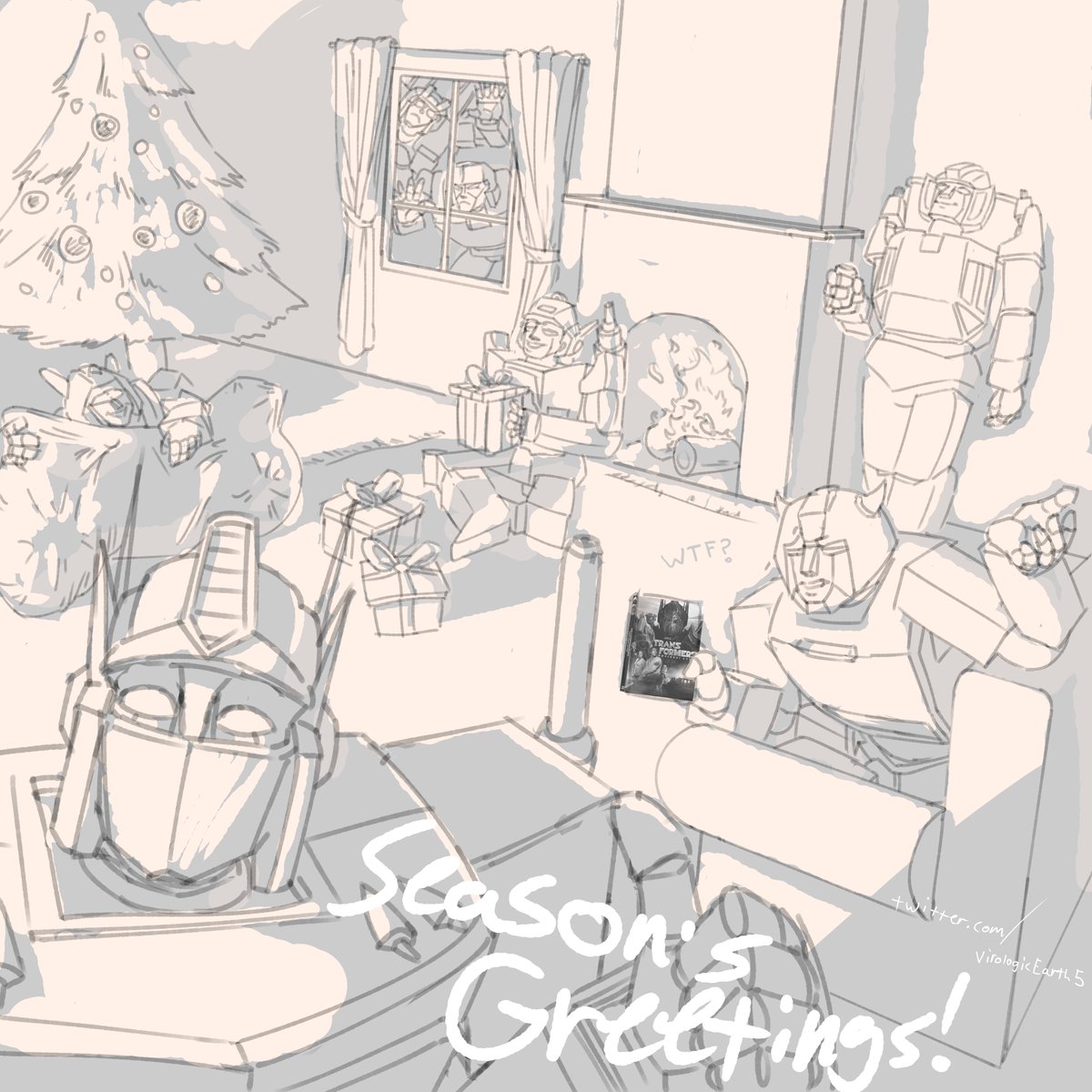 VirologicEarth5's tweet photo. #transformers #digitalart Submission for a 2023 Discord secret santa. Various Transformers in gen 1 style enjoying the holiday season https://t.co/OjNrx94cda