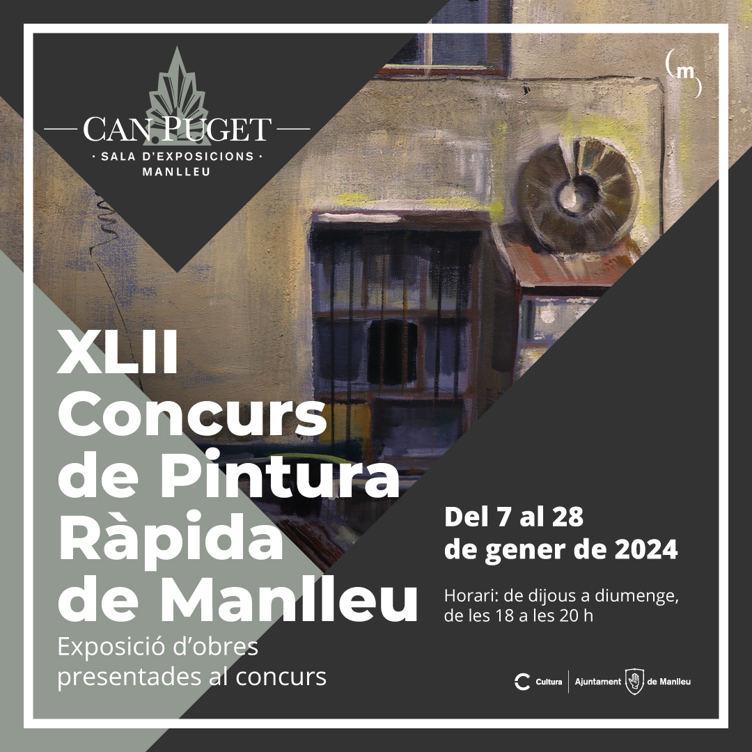 #cultura La Sala d’exposicions de Can Puget acull l’exposició pintures participants al XLII Concurs de pintura ràpida 2024.
Les obres es poden visitar fins al 28 de gener. L'horari de visita de dijous a diumenge de 18 a 20 h.

manlleu.cat/pl183/temes/in…
