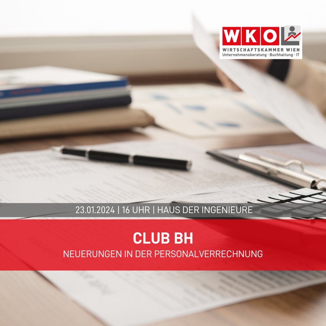 UBIT_Wien's tweet photo. Club BH -Neuerungen in der Personalverrechnung 

Rund um die Personalverrechnung gibt es in diesem Jahr wichtige Neuerungen. Am 23. Januar 2024 teilt Rainer Kraft beim Neujahrsempfang der Buchalter:innen fundierte Einblicke in die aktuellen Entwicklungen des Fachgebietes. https://t.co/JsPyD0KHDV