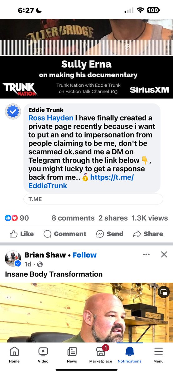 RossHayden67's tweet photo. @EddieTrunk 
I doubt this is actually from you, especially with the poor grammar, it’s from your Facebook page. I know you don’t run your own Facebook but clearly you’ve been hacked in someway. Just looking out brother. 🤘🏼🔥 https://t.co/WrzlaMZ1y4