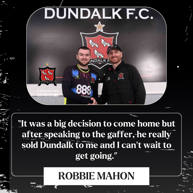 DundalkFC's tweet photo. ➡️ Our third new arrival of the off-season...

🏁 Welcome to Dundalk, Robbie Mahon!!

#CmonTheTown