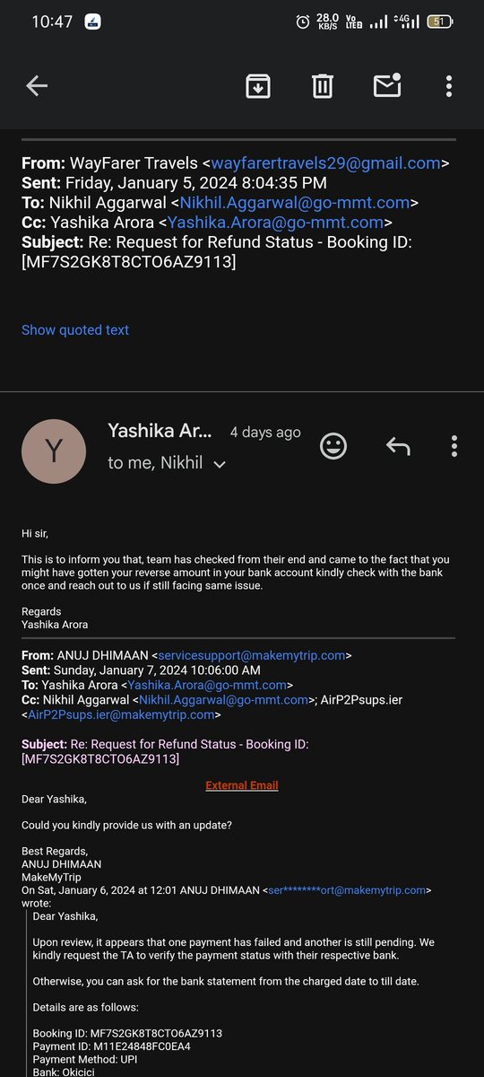 junaidbhatjb01's tweet image. &quot;🆘 @MakeMyTrip, booked a trip on 02 Jan, faced issues, and the refund seems elusive. 😩 Here&apos;s the proof of the failed booking. 📷 Customer service isn&apos;t delivering. Has anyone else been through this? Let&apos;s connect! #MakeMyTrip #RefundHelp&quot; @Rajesh_Magow @DGCAIndia