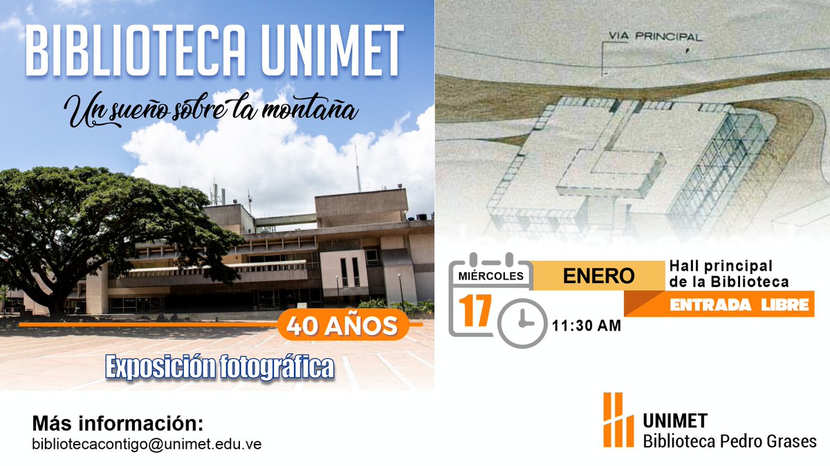 Este #Miércoles #17Enero están invitados a la celebración de los #40años de la Biblioteca <a href="/Unimet/">Unimet</a> en el hall principal
Los esperamos