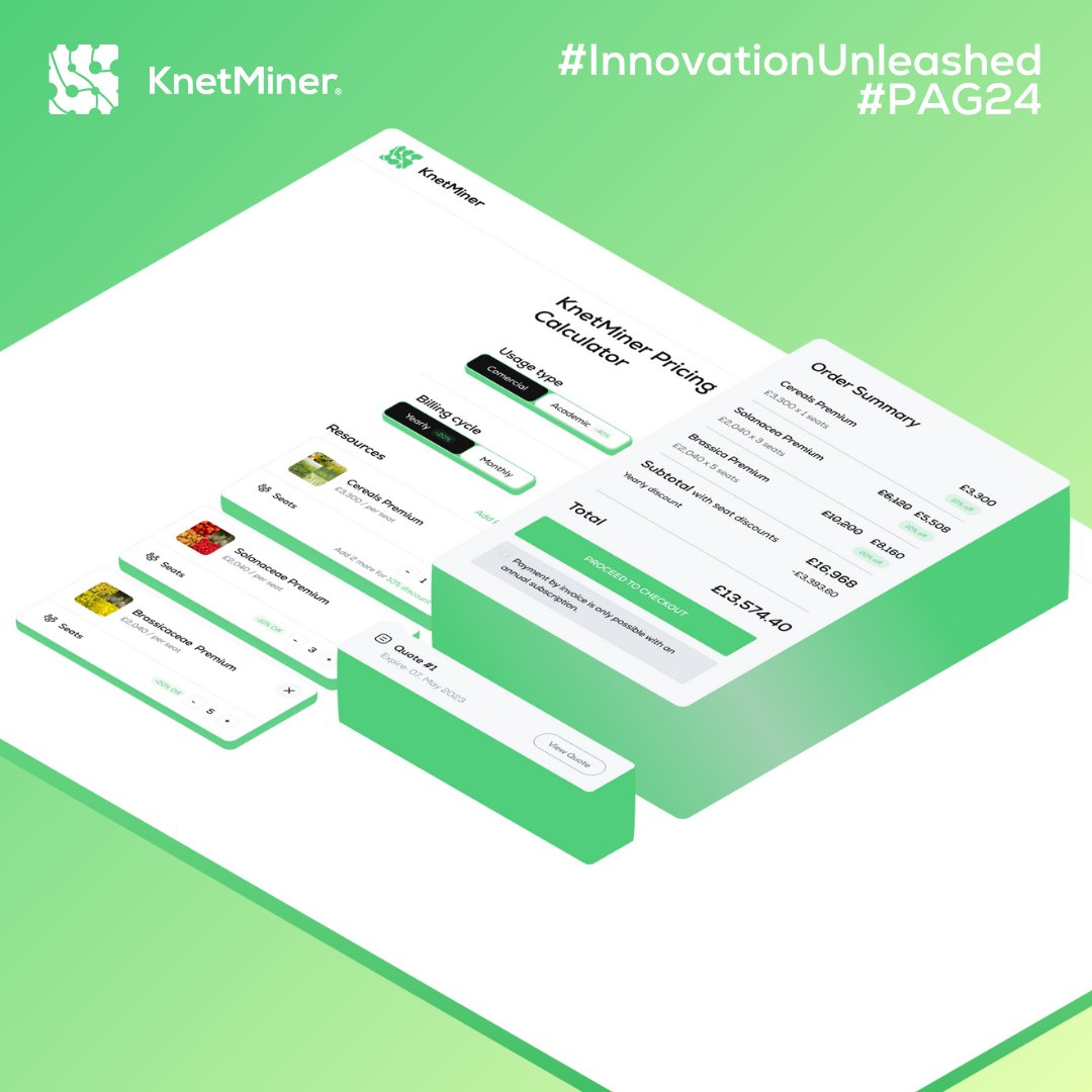 KnetMiner's tweet image. 💡 Tailor your research bundles within KnetMiner Nova. Allocate seats, apply automatic discounts, and choose from Commercial, Academic, or Student Licences. Fair, flexible pricing for every #PAG2024 professional. 

#InnovationUnleashed #KnetMinerNova #PAG24 #PAG2024 #PAG31