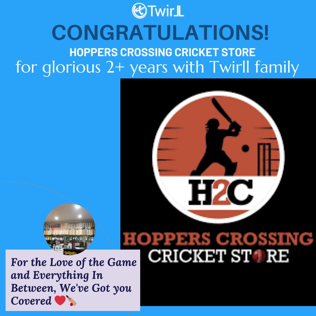Cheers to 2+ amazing years, Hoppers Crossing Cricket Store! Grateful for the journey of growth🚀 
.
#twirll #customerstories #businessowner #retail #b2b #b2cecommerce #customerstories